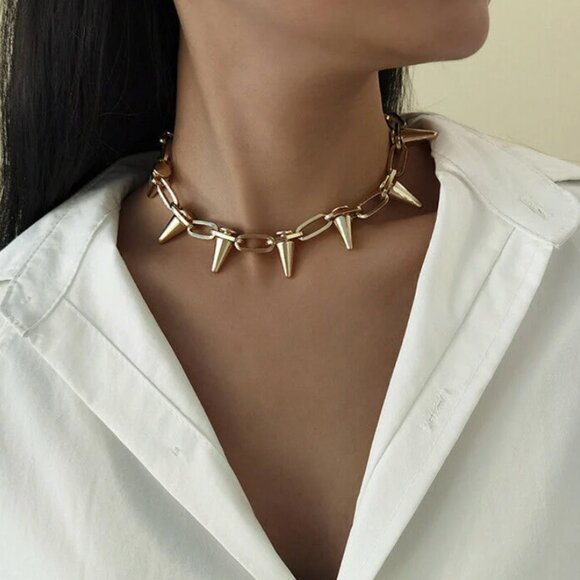BEBE Spike Collar Necklace | Gold - Picture 2 of 3